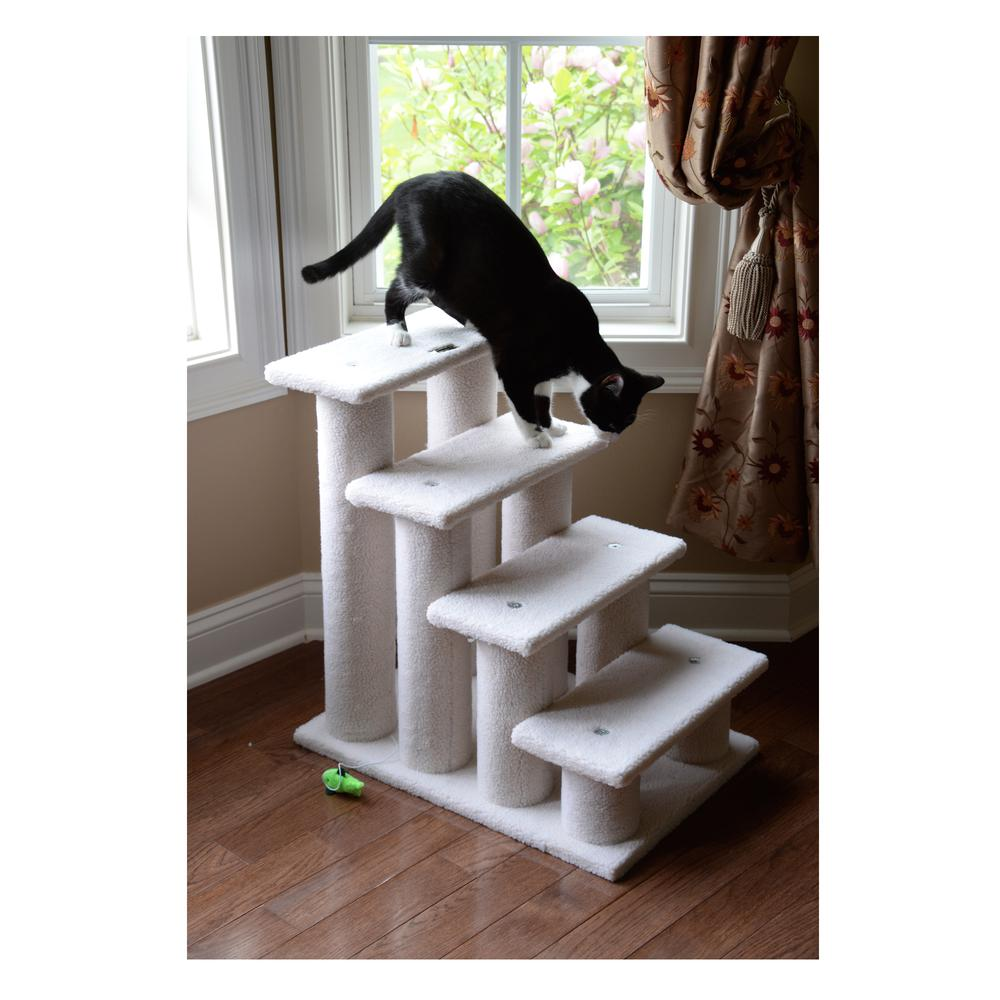 Armarkat 4 Steps Real Wood Ramp For Dogs, Cats, Cat Step Stairs Ramp, 25"(L)x17"(W)x25"(H), B4001, Goodies N Stuff