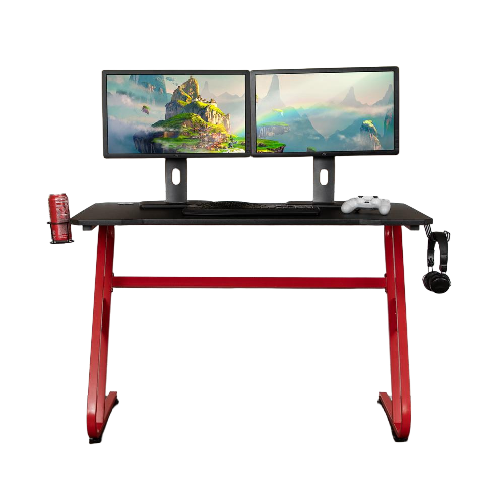 Red Gaming Ergonomic Desk with Cup Holder and Headphone Hook, Uncategorized, Goodies N Stuff