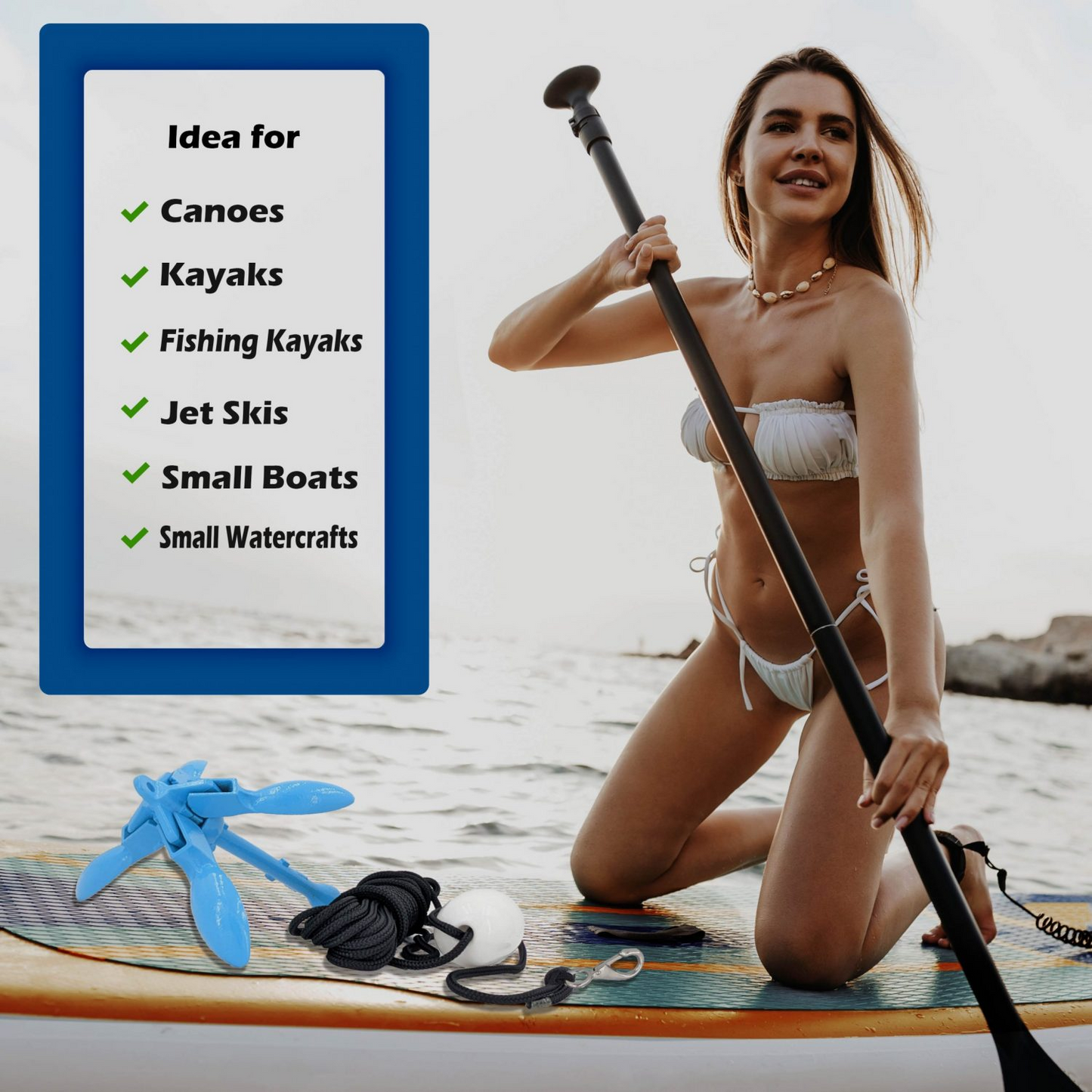 Kayak & Paddle Board 3.5 lbs Anchor with 40ft Rope, Goodies N Stuff