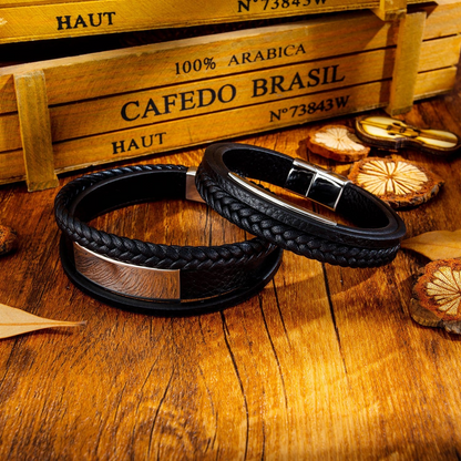 Stainless Steel Mens Leather Bracelet, Goodies N Stuff