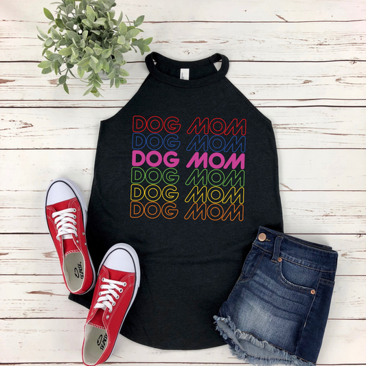 Dog Mom Rainbow High Neck Tank, Goodies N Stuff