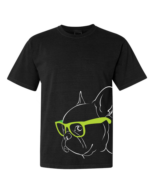 French Bulldog - looks super smart in his adorable Green Glasses - Tee, Goodies N Stuff