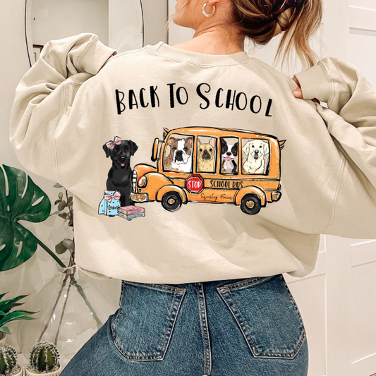 All Breed Back To School Riding On A Bus Sweatshirt - Cute Dog Lover Gift, Goodies N Stuff