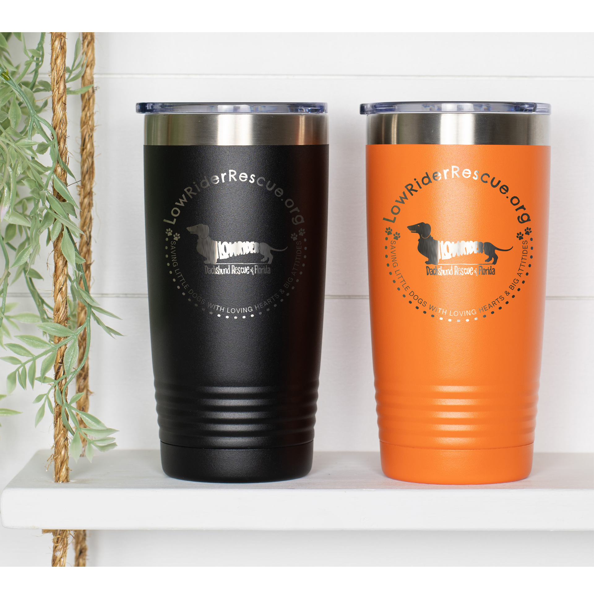 Low Rider Dachshund Rescue Logo Tumbler - Keep Your Drinks Cold or Hot, Goodies N Stuff