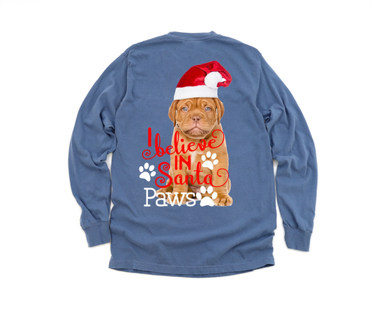 Dogue De Bordeaux Santa Paws - Long Sleeve Tee for French Mastiff Lovers, Goodies N Stuff