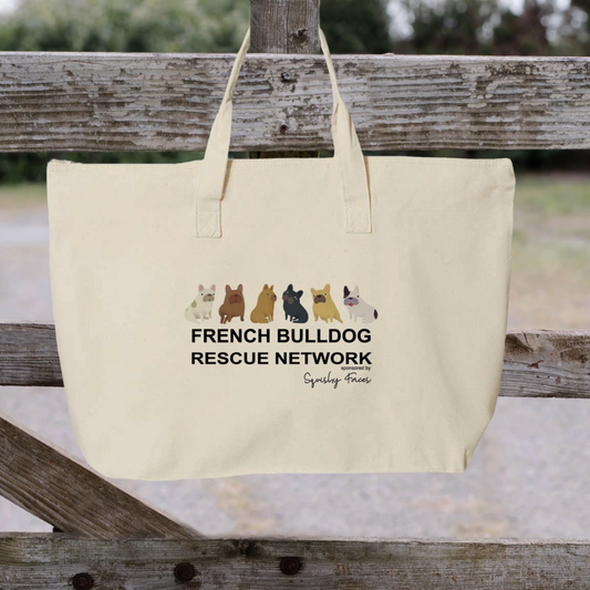 FBRN Zippered Canvas Bag - French Bulldog Rescue Network, Goodies N Stuff
