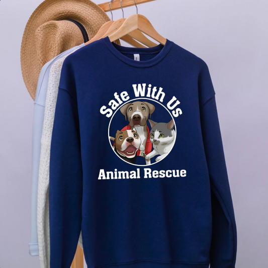 Safe With Us Animal Rescue Cartoon Circle Sweatshirt, Goodies N Stuff
