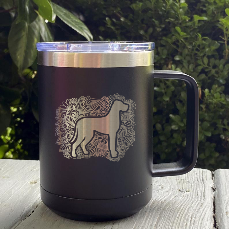 Save Rocky the Great Dane Rescue and Rehab Floppy Ear Great Dane Mandala Mug - Support a Great Cause, Goodies N Stuff