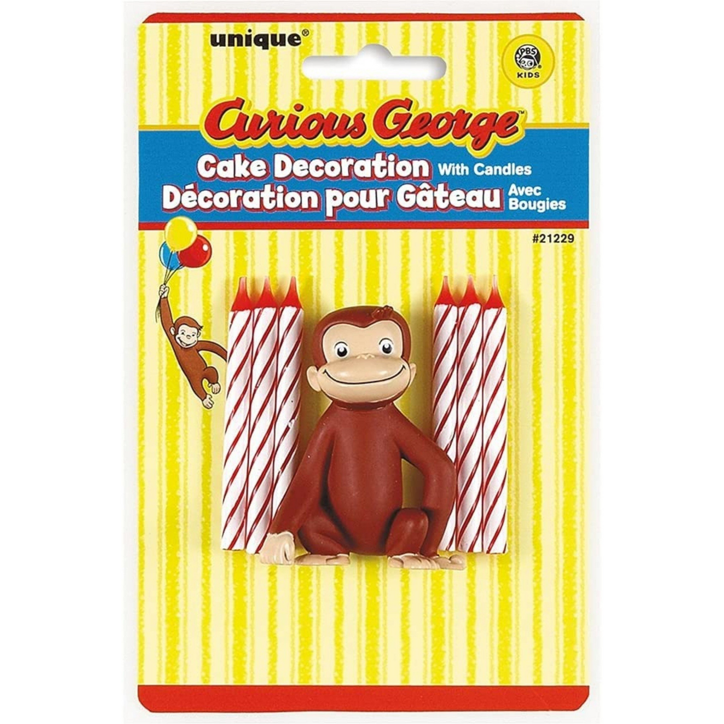 Curious George Cake Decoration with 6 Candles, Goodies N Stuff