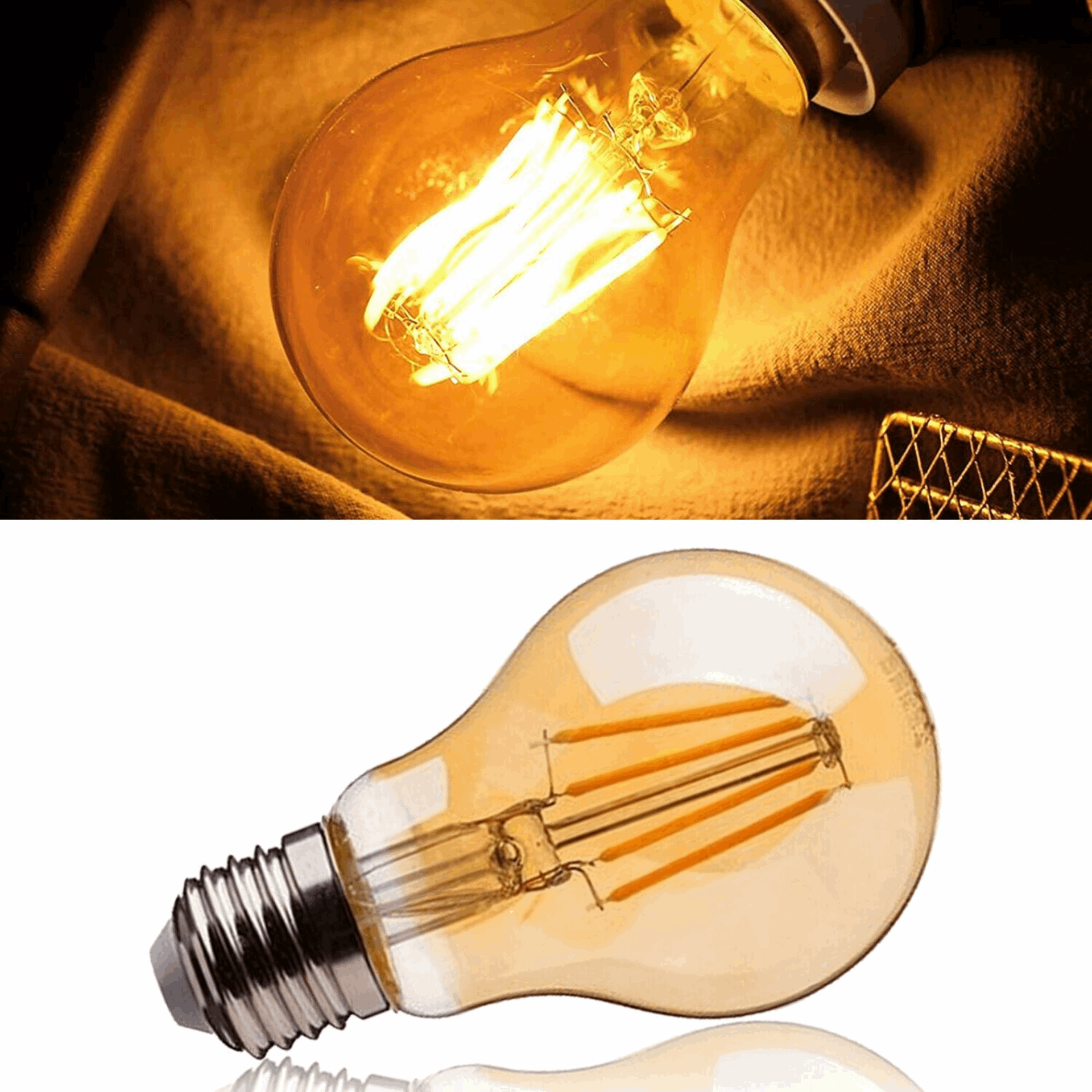 1/3/5/10 Pack Decorative Light Bulbs A60 E26 8W Vintage Edison LED Bulbs ~1138
