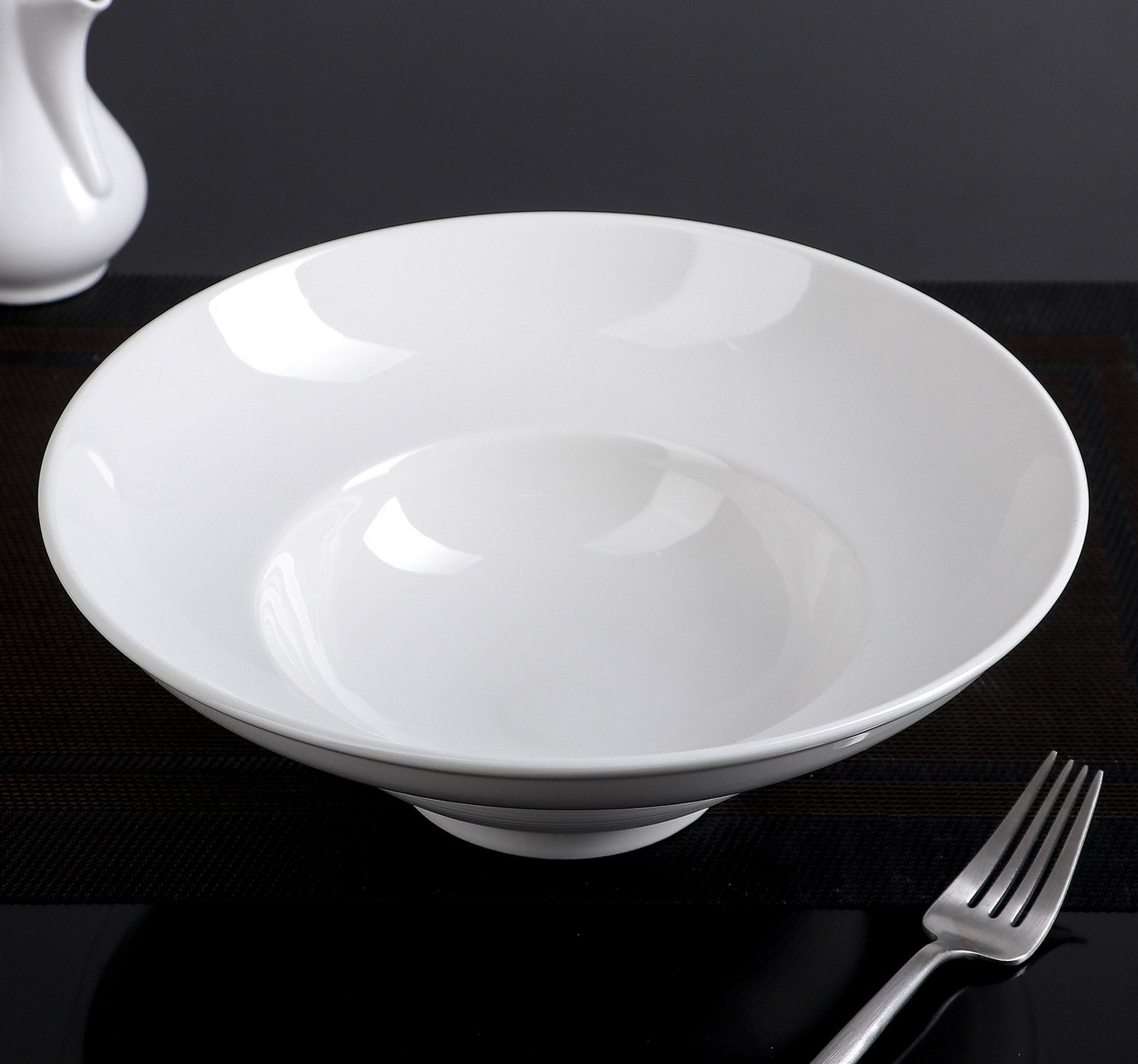 White Deep Salad or Soup Plate 9.75" inch | 16 Fl Oz | - Fine Porcelain, Dishwasher & Microwave Safe, Goodies N Stuff