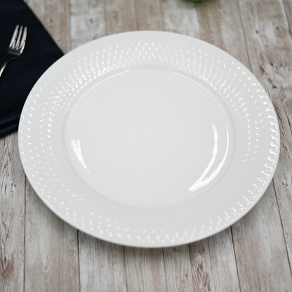 White Dinner Plate With Embossed Wide Rim 10" inch | Set Of 6 In Gift Box, Goodies N Stuff