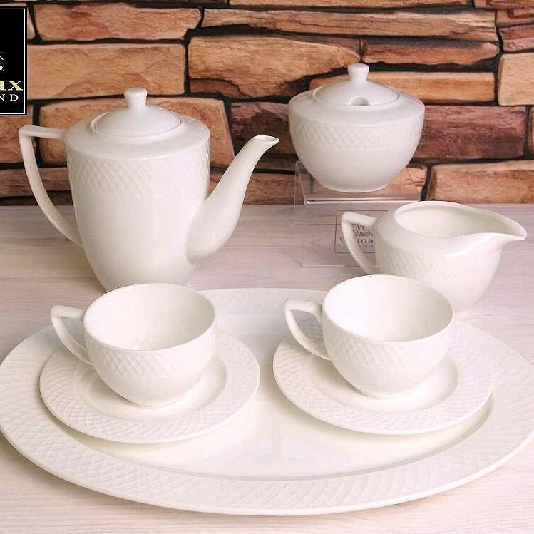 White 3 Oz | 90 Ml Coffee Cup & Saucer Set Of 6 In Gift Box, Goodies N Stuff