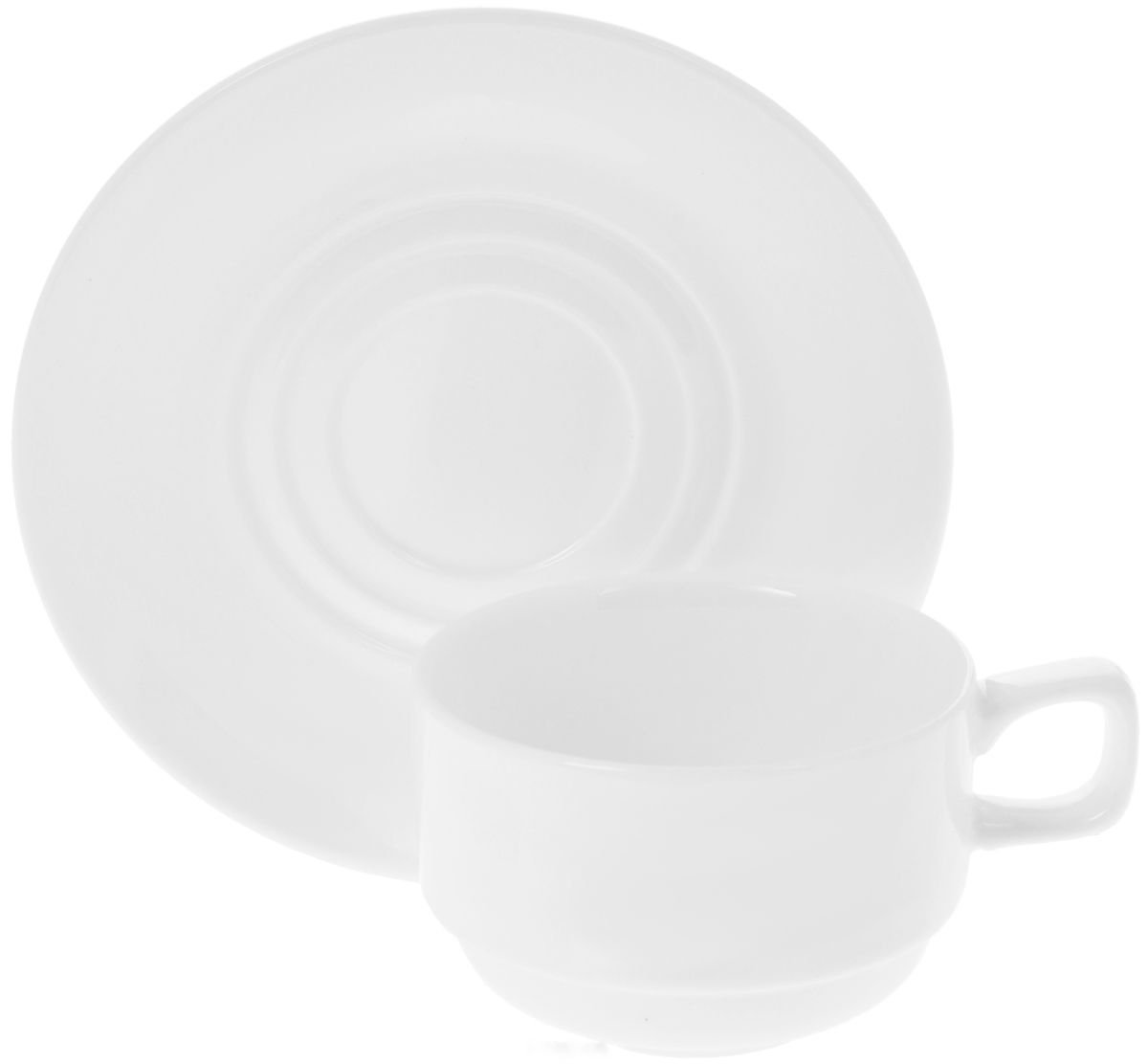 White 7 Oz | 220 Ml Tea Cup & Saucer - Fine Porcelain, Microwave & Dishwasher Safe, Goodies N Stuff