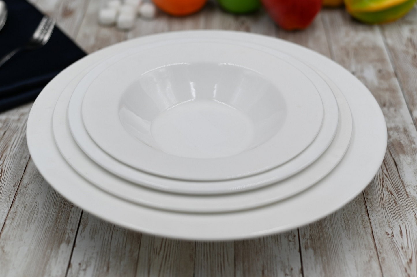 Professional Rolled Rim White Deep Plate 12" inch | 32 Oz, Goodies N Stuff