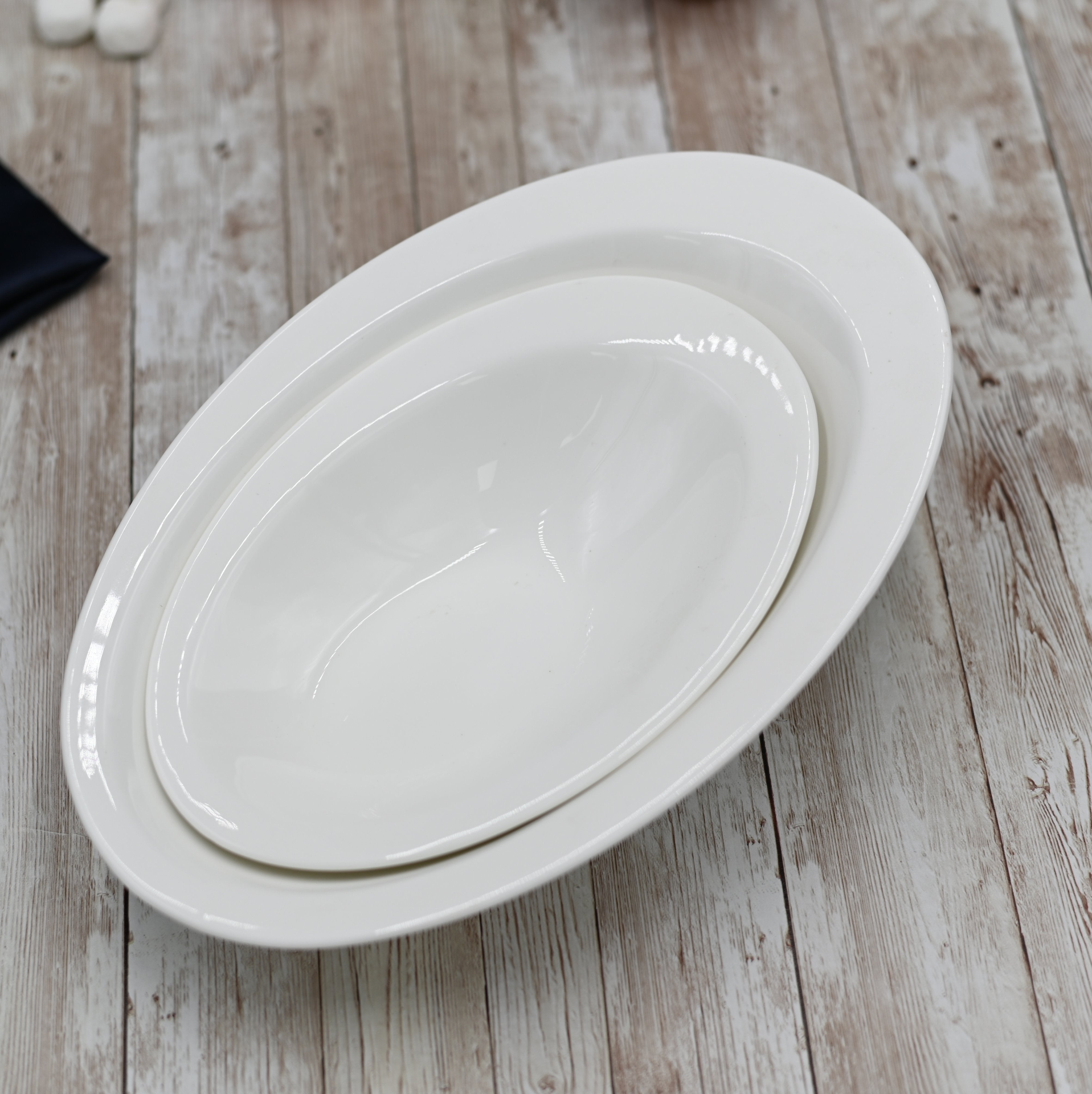 White Ceaser Salad Bowl 8.5" inch X 6" inch | 21 X 14.5 Cm, Goodies N Stuff