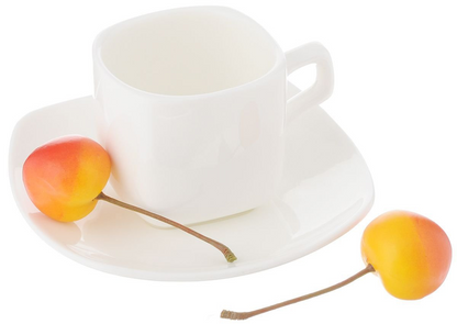 White 3 Oz | 90 Ml Coffee Cup & Saucer - Microwave & Dishwasher Safe, Goodies N Stuff
