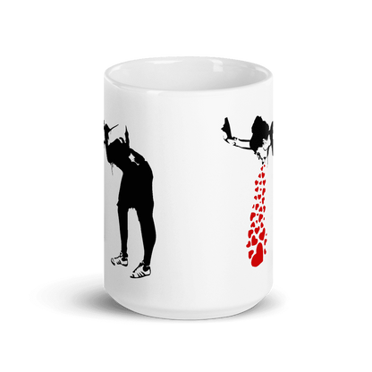 Banksy Lovesick Girl Throwing Up Hearts Artwork Mug, Goodies N Stuff