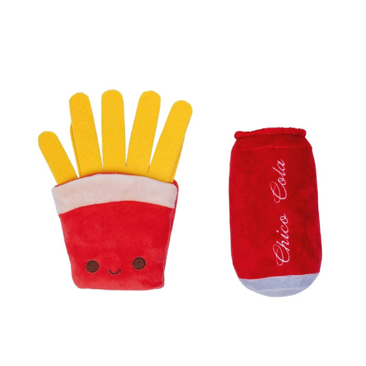 Cola & Fries Crinkle and Squeaky Plush Dog Toy Combo, Goodies N Stuff