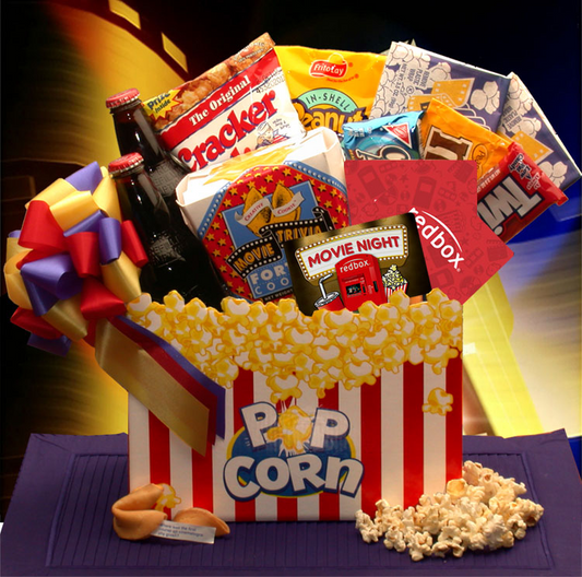 Movie Night Mania Blockbuster Gift Box - movie night gift baskets -  movie night - movie night gift baskets for families, Goodies N Stuff