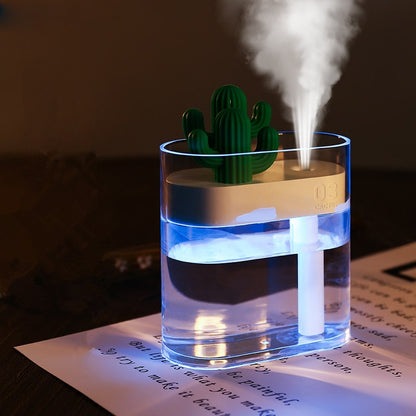 160ML Ultrasonic Air Humidifier Clear Cactus Color Light USB Essential Oil Diffuser Car Purifier Aroma Diffusor Anion Mist Maker, Goodies N Stuff