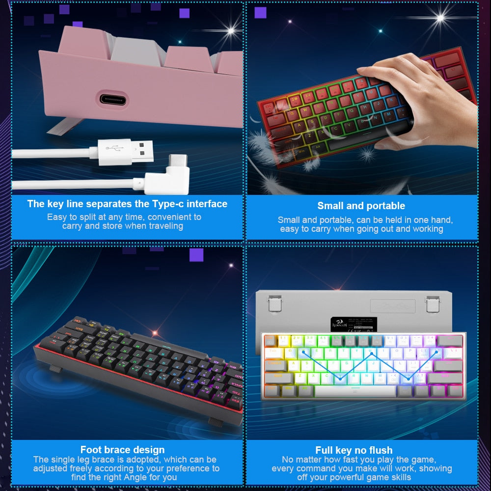 Mini Mechanical Gaming Wired Keyboard, Goodies N Stuff