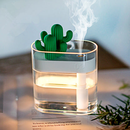 160ML Ultrasonic Air Humidifier Clear Cactus Color Light USB Essential Oil Diffuser Car Purifier Aroma Diffusor Anion Mist Maker, Goodies N Stuff